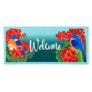 Evergreen Bluebird in Red Geraniums Sassafras Indoor Outdoor Switch Doormat 1'10"x10" Multicolored - 1 of 1