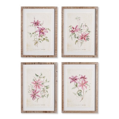 Plum & Post Pink Clematis Prints Set of 4