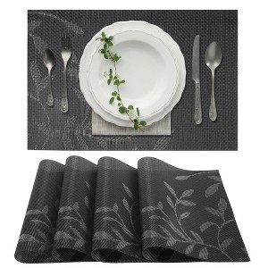 Unique Bargains Leaves Pattern Placemats 4 Pcs - 1 of 4