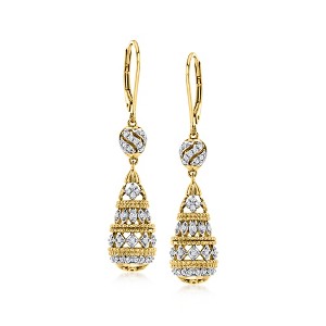 Ross-Simons 0.33 ct. t.w. Diamond Openwork Teardrop Earrings in 18kt Gold Over Sterling - 1 of 3