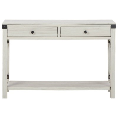 Modern Farmhouse White Wood & Metal Console Table with Storage