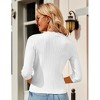 Coolmee Womens Cropped Cardigan Lightweight 3/4 Sleeve Button up Thin Crochet Knit Shrug Sweater - 2 of 3