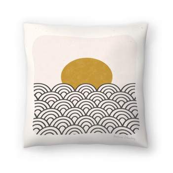 Americanflat Boho Minimalist Sun Waves Ochre Black Throw Pillow By Pauline Stanley