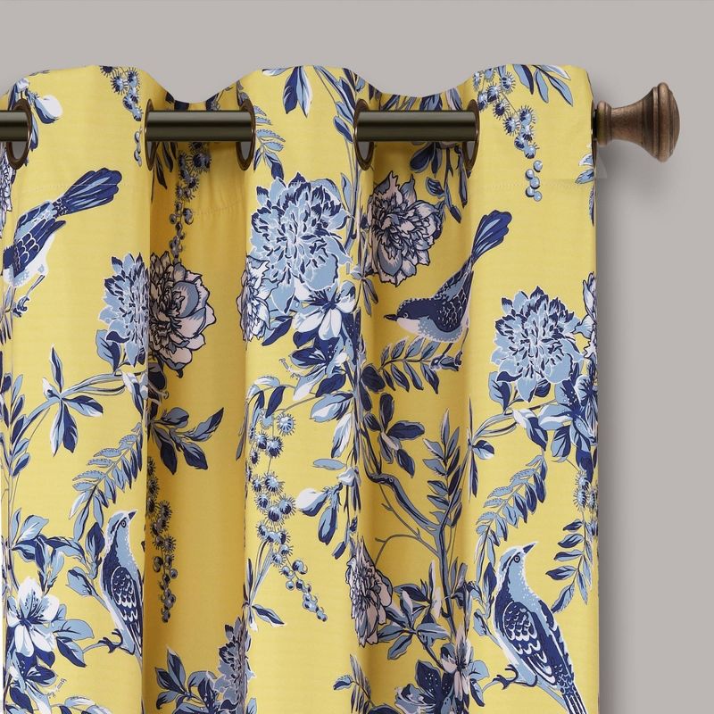 Set of 2 Farmhouse Bird and Flower Insulated Grommet Blackout Window Curtain Panels - Lush Décor, 3 of 8