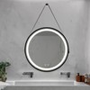 SEVOBAL Bathroom Vanity Mirrors 24inch Classy Vanity Mirror with Black Aluminum Alloy Frame Shatterproof Glass, Black Silver, 24"*24"*1.38" - 2 of 4