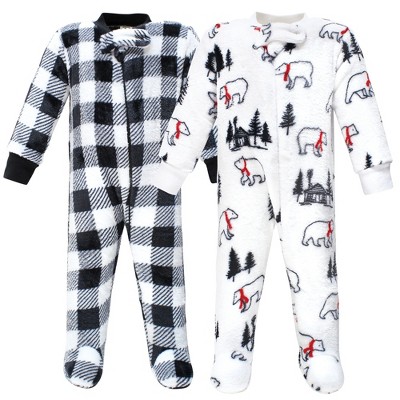 Image of Hudson Baby Infant Boy Plush Sleep and Play, Winter Bear, 3-6 Months