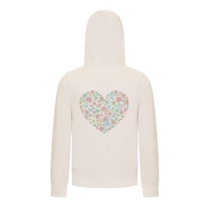 Everyday Kids Floral Heart Girls Zip Up Hoodie – Pastel Flower & Butterfly Graphic Sweatshirt - 1 of 4