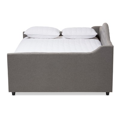 Eliza Queen Gray Upholstered Wood Frame Daybed with Tufted Headboard