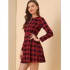 Allegra K Women's Vintage Plaid Houndstooth Long Sleeve Office Zip Front Flare Mini Dress - 2 of 4