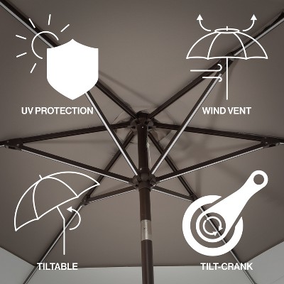 Spencer 9 ft. Gray and White Aluminum Solar LED Market Patio Umbrella