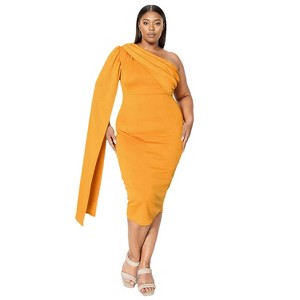 L I V D Women's Spade One Shoulder Cape Dress - 1 of 3