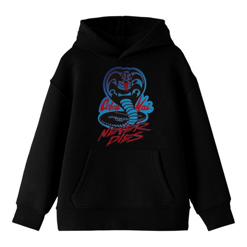 Cobra Kai Never Dies Neon Logo Long Sleeve Youth Black Hooded Sweatshirt - image 1 of 3