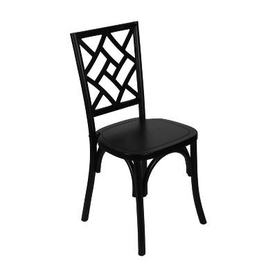 Emma Black Solid Wood High Dining Side Chair with Lattice Back