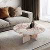 PAGED Modern Luxury Natural Marble Round Coffee Table for Living Room,Stylish Desigh Real Marble Center Table Tea Table End Table - 2 of 4