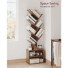 Aoibox 6 Tier Tree Bookshelf Tall Narrow Bookcase with Storage Cabinet Floor Standing Organizer Rustic Brown for Bedroom Living Room Office Corner - 3 of 4