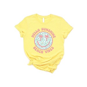 Simply Sage Market Women's Hello Sunshine Leopard Smiley Face Short Sleeve Graphic Tee - 1 of 2
