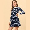 Allegra K Women's Peter Pan Collar Contrast Printed A-Line Short Dresses - 2 of 4