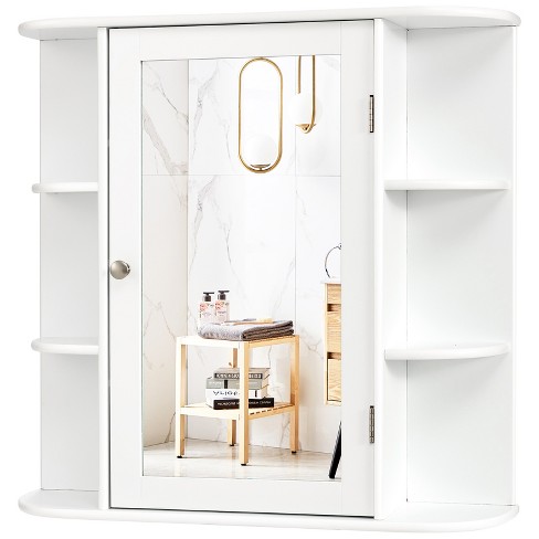 Costway Bathroom Cabinet Single Door Shelves Wall Mount Cabinet W/ Mirror  Organizer : Target