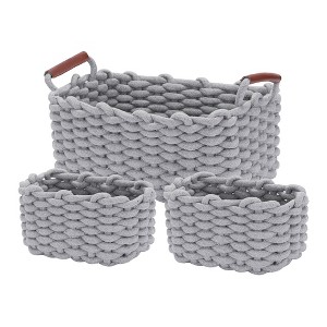 Unique Bargains Decorative Cotton Rope Handcrafted Portable Storage Basket 3 Pcs - 1 of 4
