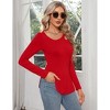 Clearlove Women’s Long Sleeve Cutout Asymmetrical Neck Tshirt Slim Fit Tunic Blouse with Side Split Slit Casual Solid Tops - 3 of 4