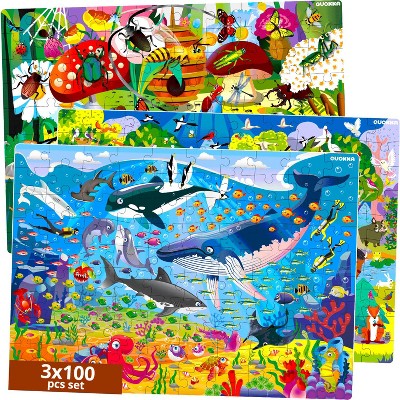 QUOKKA 100 - 150 Piece Floor Jigsaw Puzzles for Kids 3xSET | Ocean