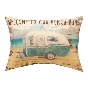 18x13 Inch Accent Pillow Coastal– Camping Welcome Beach House by Manual Woodworkers - 1 of 3