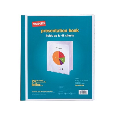 Staples Presentation Binder 24 Sleeve Capacity White 463364