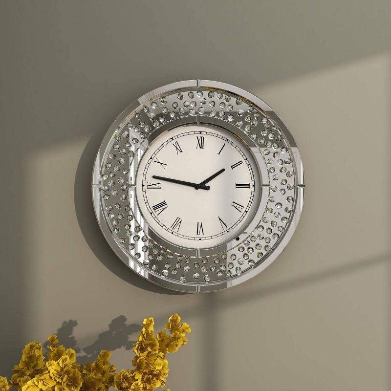 20&#34;x20&#34; Glass Mirrored Wall Clock with Floating Crystals White - Olivia &#38; May, 3 of 17