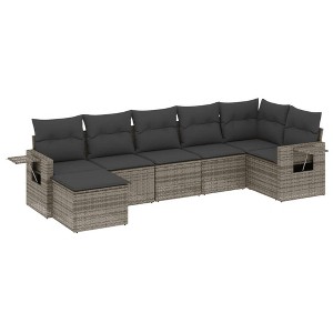 vidaXL Garden Sofa Set Grey PE Rattan 7 Piece Set Modular - 1 of 4