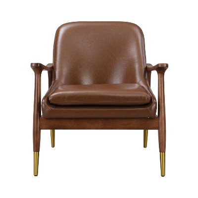 Christopher Knight Home Bella Modern Faux Leather and Wood Accent Chair Dark Brown