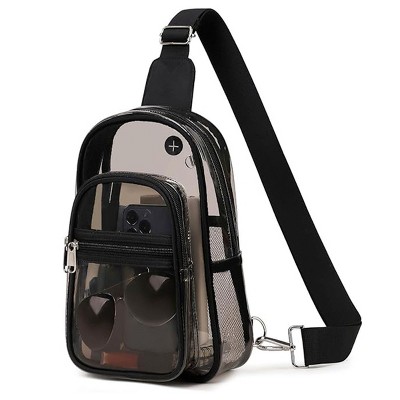 Clear Backpack Purse for Women, Transparent PVC Crossbody Fanny Pack, Stadium Approved Bag for Concerts, Sports, Festivals, and Events