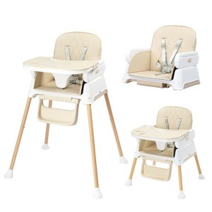 JOYMOR 5 in 1 Baby High Chair for Baby and Toddlers, Portable Highchair Fold Compact,Baby Feeding Chair Booster with Detachable Tray, 5 Point Harness - 1 of 4