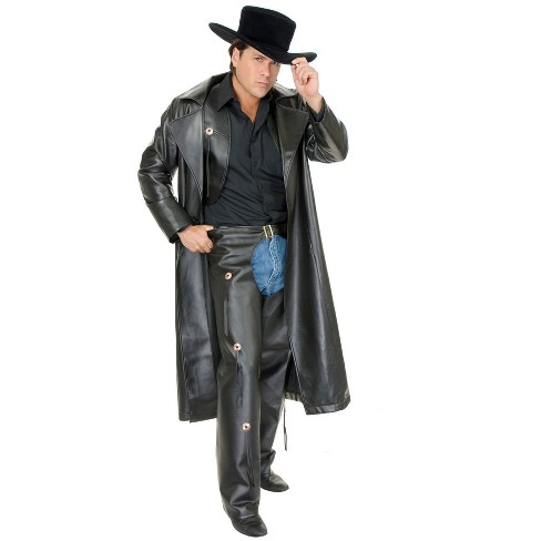 Charades Men's Range Rider Black Leather Duster Small : Target