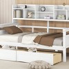 Daybed with Storage Drawers and Bedside Shelves, Solid Wood Sofa Bed for Bedroom or Living Room-Baofuwish - 3 of 4