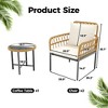 3-Piece Outdoor Patio Furniture Set with 2 Cushioned Rattan Chairs & Round Glass Coffee Table, Weather-Resistant Set for Backyard & Poolside, Beige - 2 of 4