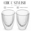 Elle Decor Ribbed Double Wall Set of 2 Coffee Cups, Ribbed Insulated Glass, Clear - 4 of 4