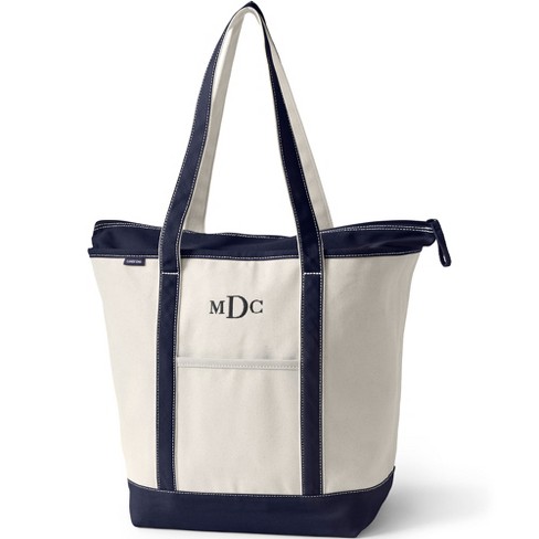 Lands' End Zip Top Long Handle Canvas Tote Bag : Target