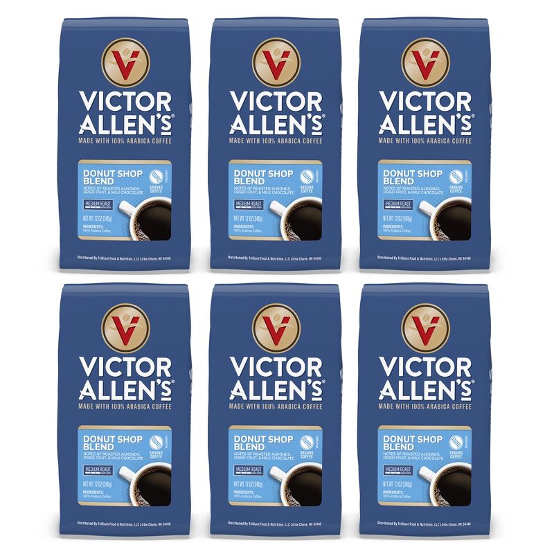 Victor Allen's Coffee Donut Shop Blend, Medium Roast, Ground Coffee, 6 Pack - 12oz Bags, 1 of 11