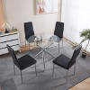 Dining Chair Set of 4, Faux Leather Upholstered Chair with Golden/Chrome Metal Legs, Kitchen & Dining Chairs - ModernLuxe - 2 of 4