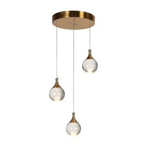 LNC Dandelion 3-Lights 13.8" Luxury and Glam Cluster Teardrop Glass Integrated LED Chandelier, Polished Gold - 1 of 1