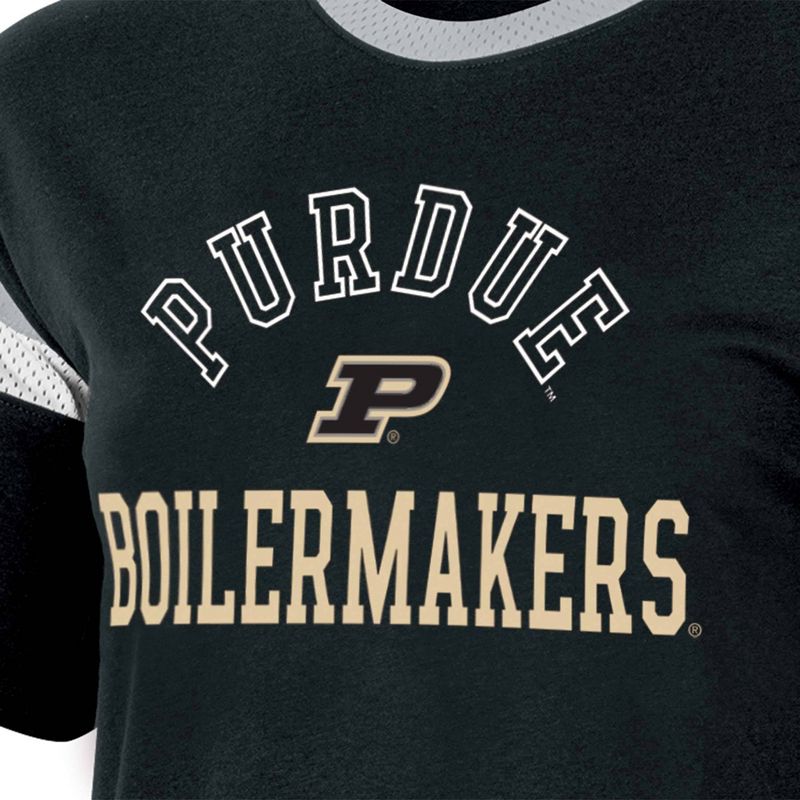 NCAA Purdue Boilermakers Women&#39;s Short Sleeve Stripe T-Shirt, 3 of 4