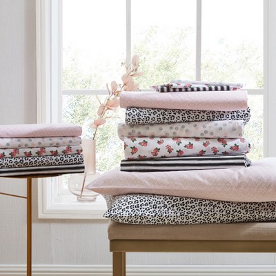 Full White and Black Cotton Percale Stripe Sheet Set