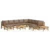vidaXL Bamboo Patio Furniture Set 12 Piece Sectional Sofa with Taupe Cushions for Garden/Outdoor/Deck/Patio - 3 of 4