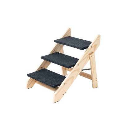 MaseiKar Wood Pet Stairs/Pet Steps - Foldable 3 Levels Dog Stairs & Ramp Perfect for Beds and Cars - Portable Dog/Cat Ladder Up to 110 Pounds