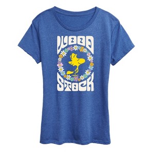 Women's - Peanuts - Retro Floral Woodstock Short Sleeve Graphic T-Shirt - 1 of 4