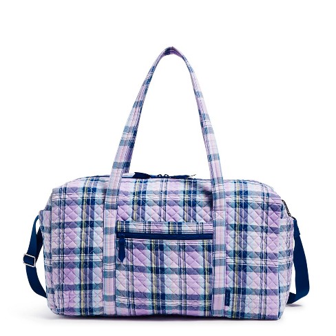 Vera Bradley Women's Cotton Large Travel Duffel Bag Amethyst Plaid : Target