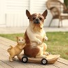 LuxenHome 16.3" LuxenHome Kitten and Dog with Skateboard Sculpture Resin Statue, Indoor and Outdoor Brown - 3 of 4