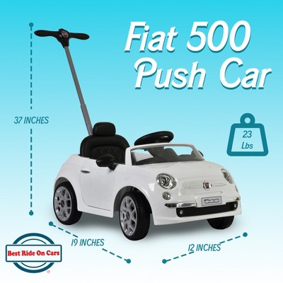 White Fiat 500 Push Car with Adjustable Handle and Music
