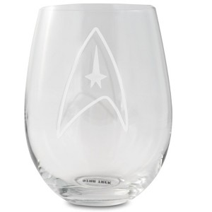 Surreal Entertainment Star Trek Stemless Wine Glass Decorative Etched Command Emblem | Holds 20 Ounces - 1 of 4