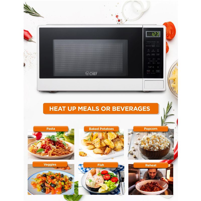 COMMERCIAL CHEF Countertop Microwave 1.1 Cu. Ft. with 10 Power Levels, 3 of 9